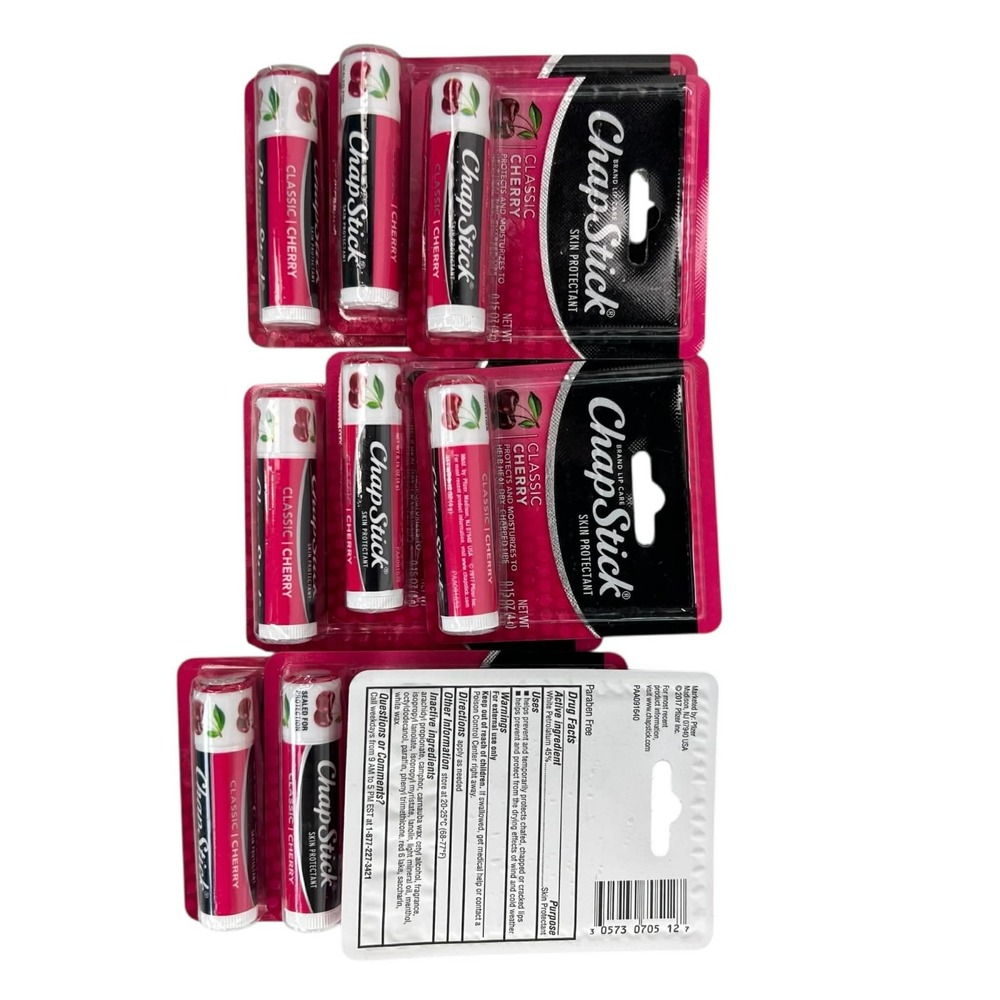 Chap Stick Lip Balm‎ Each Pkg= 1 Classic Cherry Tube, 12 Pkgs Bundle